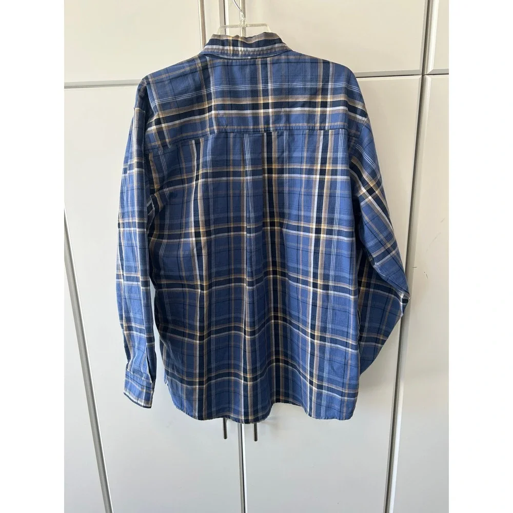 Wrangler‎ Rugged Wear Mens Blue Plaid Button Down Shirt XL RWL41MB